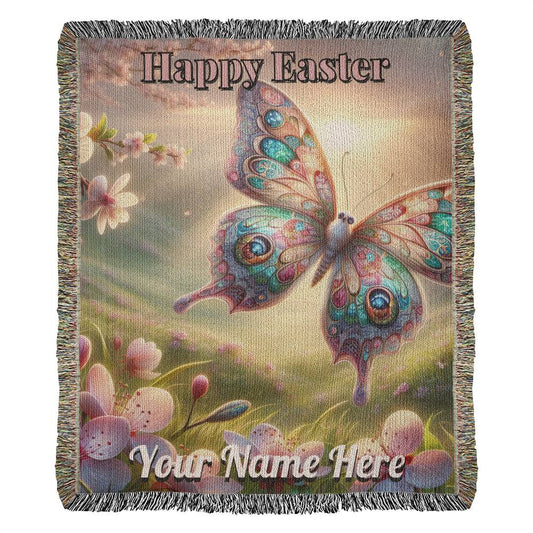 Beautiful Butterfly- Easter Gift-Christian Gift-Personalized Heirloom Woven Blanket