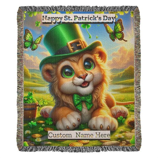 Lion- St. Patrick's Day Gift-Personalized Heirloom Woven Blanket