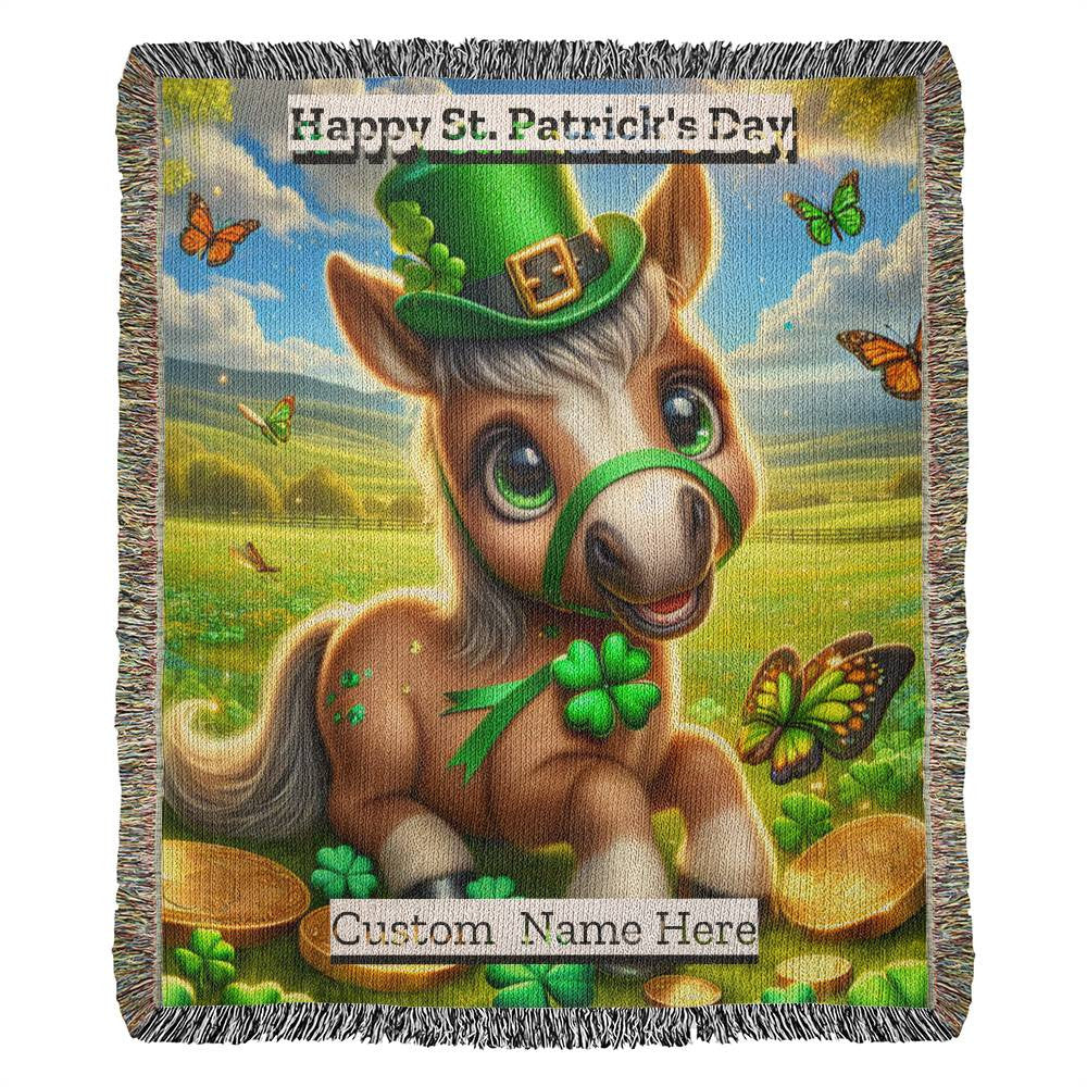 Horse- St. Patrick's Day Gift-Personalized Heirloom Woven Blanket