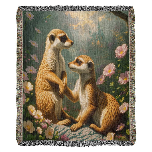 Meerkats Enjoy View Of Castle - Heirloom Woven Blanket