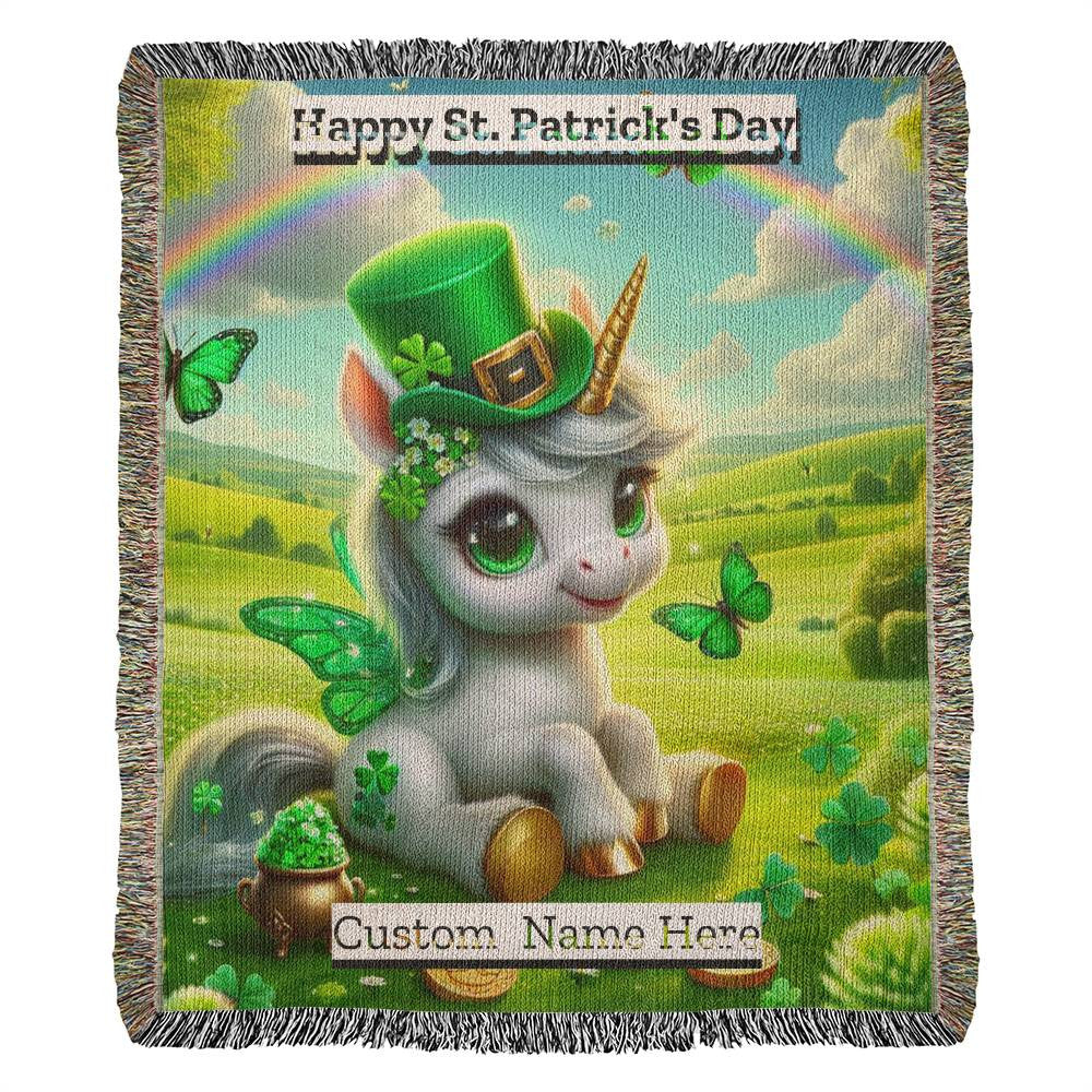 Unicorn- St. Patrick's Day Gift-Personalized Heirloom Woven Blanket