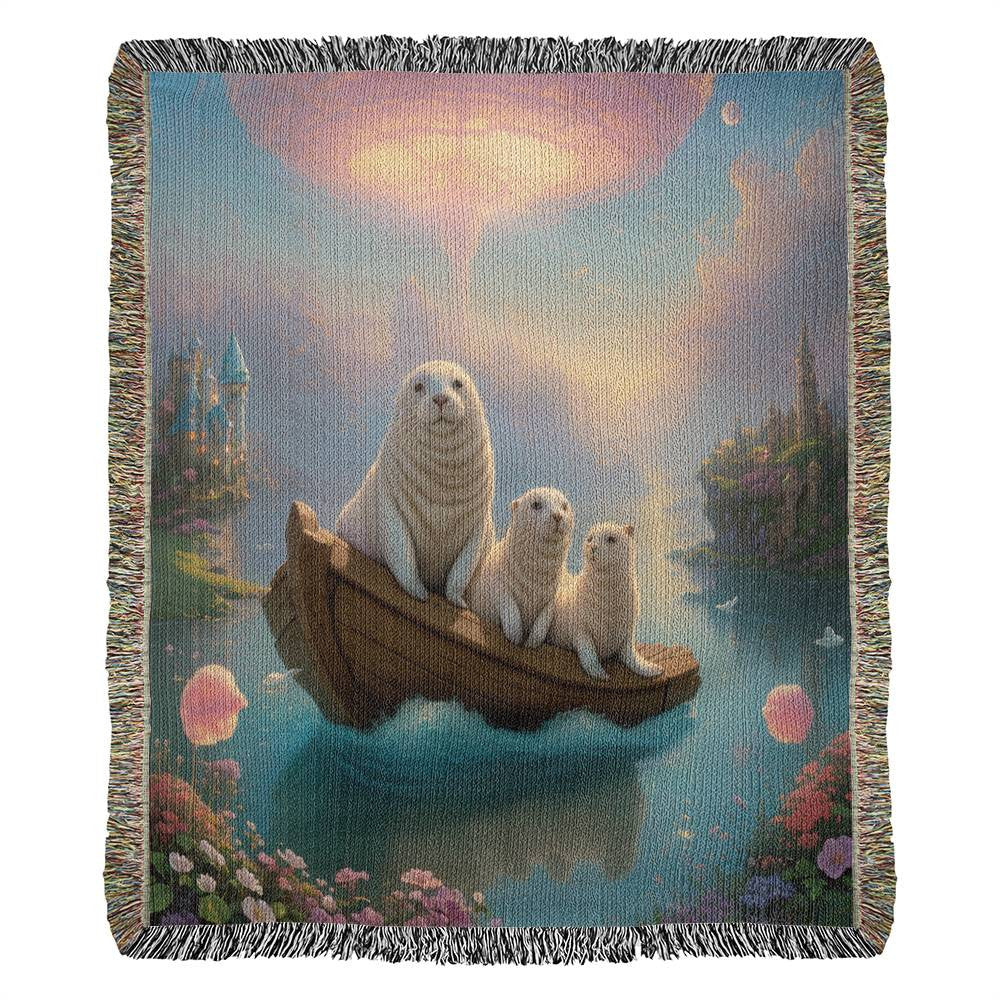Seals Take A Boat Ride - Heirloom Woven Blanket