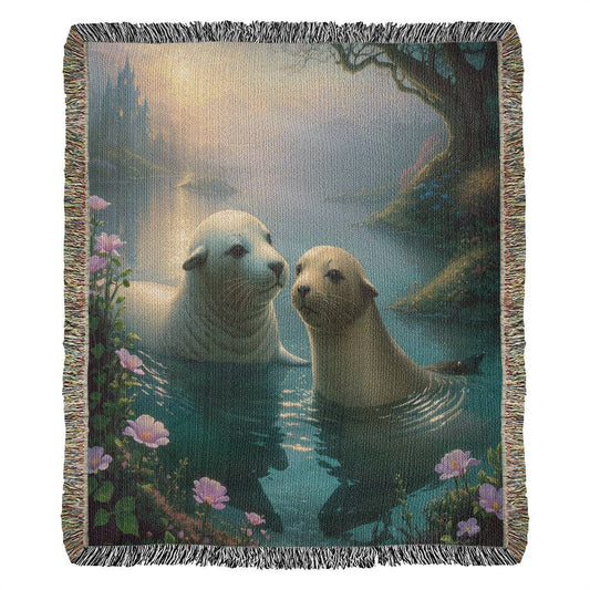 Seals Near Flowers - Heirloom Woven Blanket