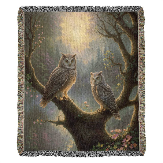 Owls In The Woods - Heirloom Woven Blanket