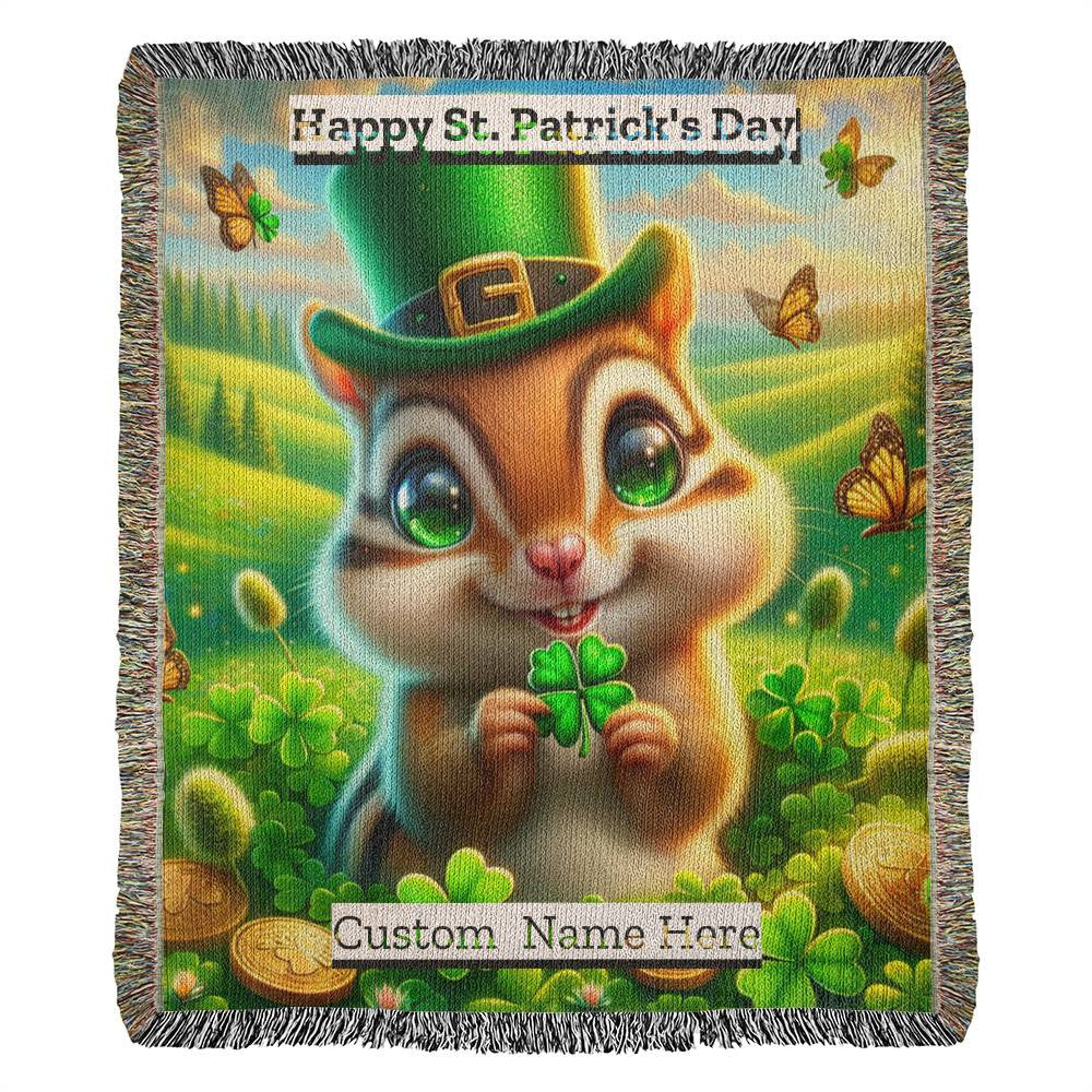 Chipmunk- St. Patrick's Day Gift-Personalized Heirloom Woven Blanket