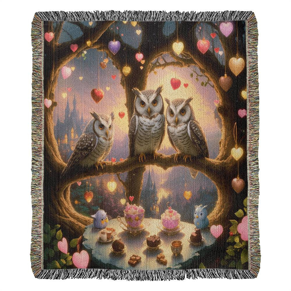 Owls-Hearts And Candy - Valentine's Day Gift - Heirloom Woven Blanket