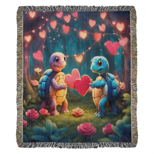 Enchanted Valentine's Turtle Grove- Heirloom Woven Blanket