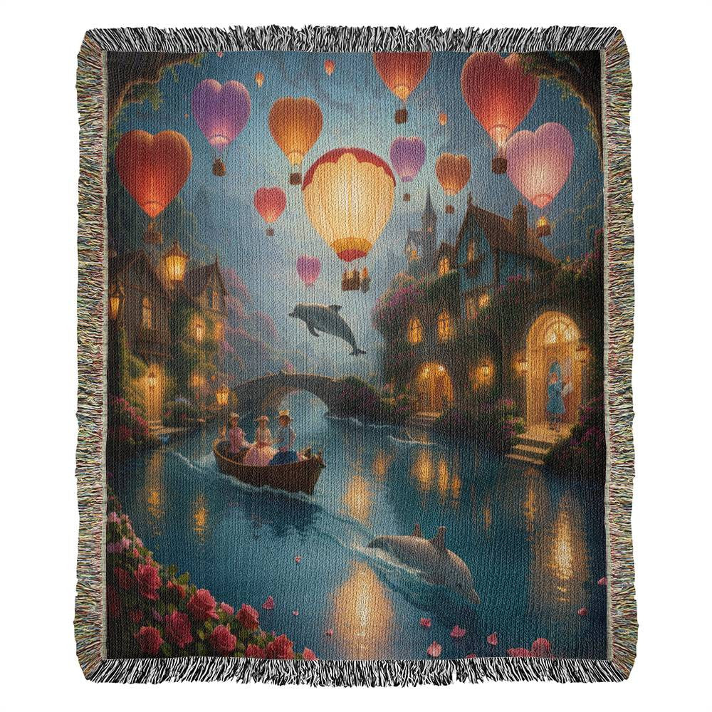 Dolphins - Lead the Way-Hot Air Balloons - Valentine's Day Gift- Heirloom Woven Blanket