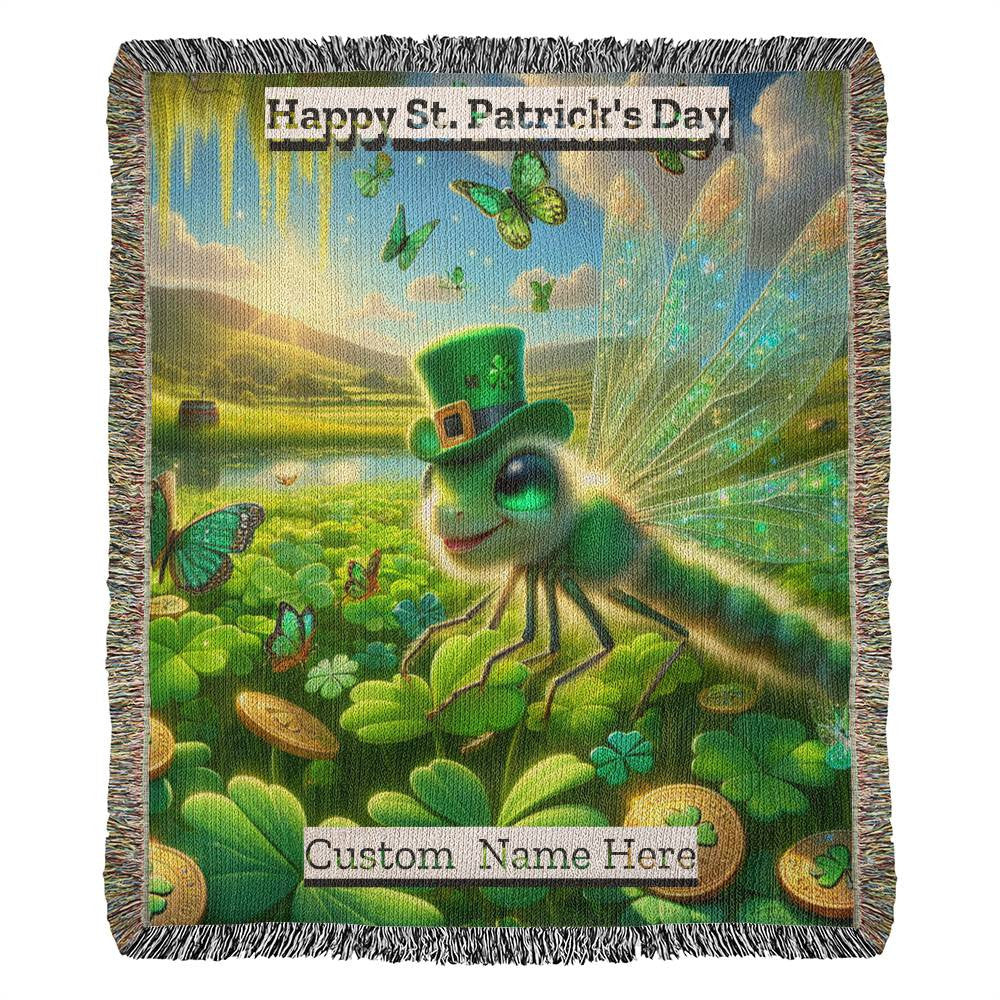 Dragonfly- St. Patrick's Day Gift-Personalized Heirloom Woven Blanket