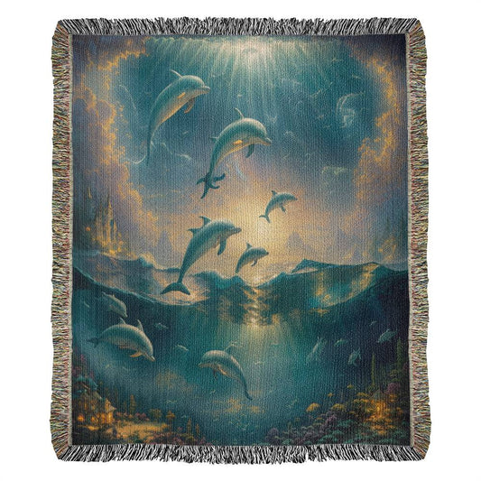 Dolphins In The Sky - Heirloom Woven Blanket