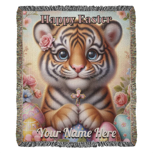Tiger- Easter Gift-Christian Gift-Personalized Heirloom Woven Blanket