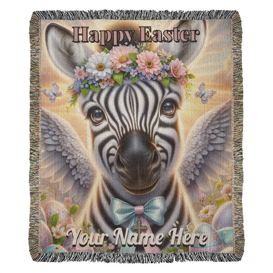 Zebra- Easter Gift-Christian Gift-Personalized Heirloom Woven Blanket