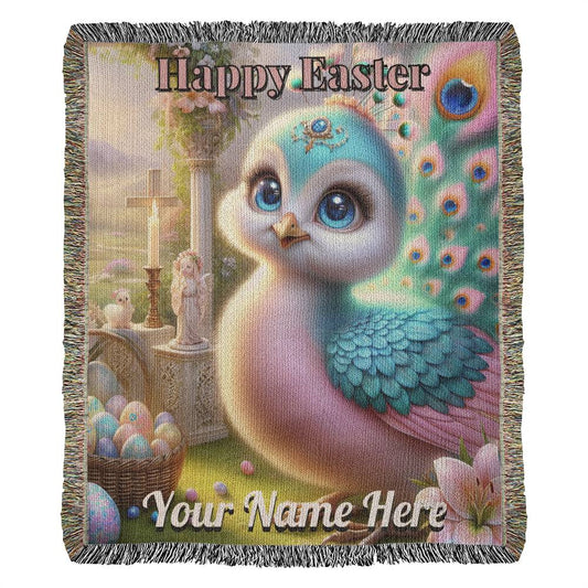 Peacock- Easter Gift-Christian Gift-Personalized Heirloom Woven Blanket