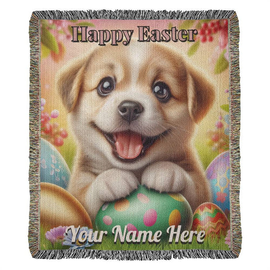 Puppy- Easter Gift-Christian Gift-Personalized Heirloom Woven Blanket