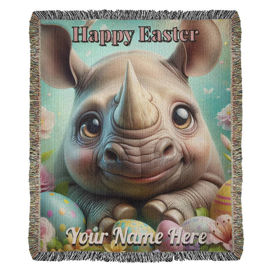 Rhino- Easter Gift-Christian Gift-Personalized Heirloom Woven Blanket