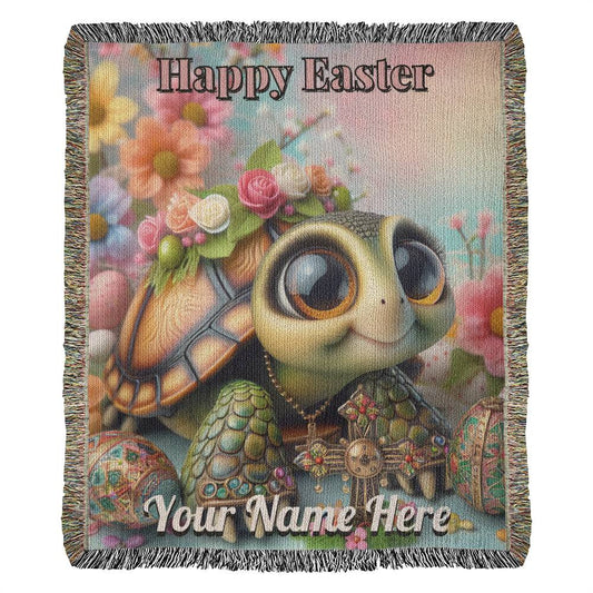 Turtle- Easter Gift-Christian Gift-Personalized Heirloom Woven Blanket