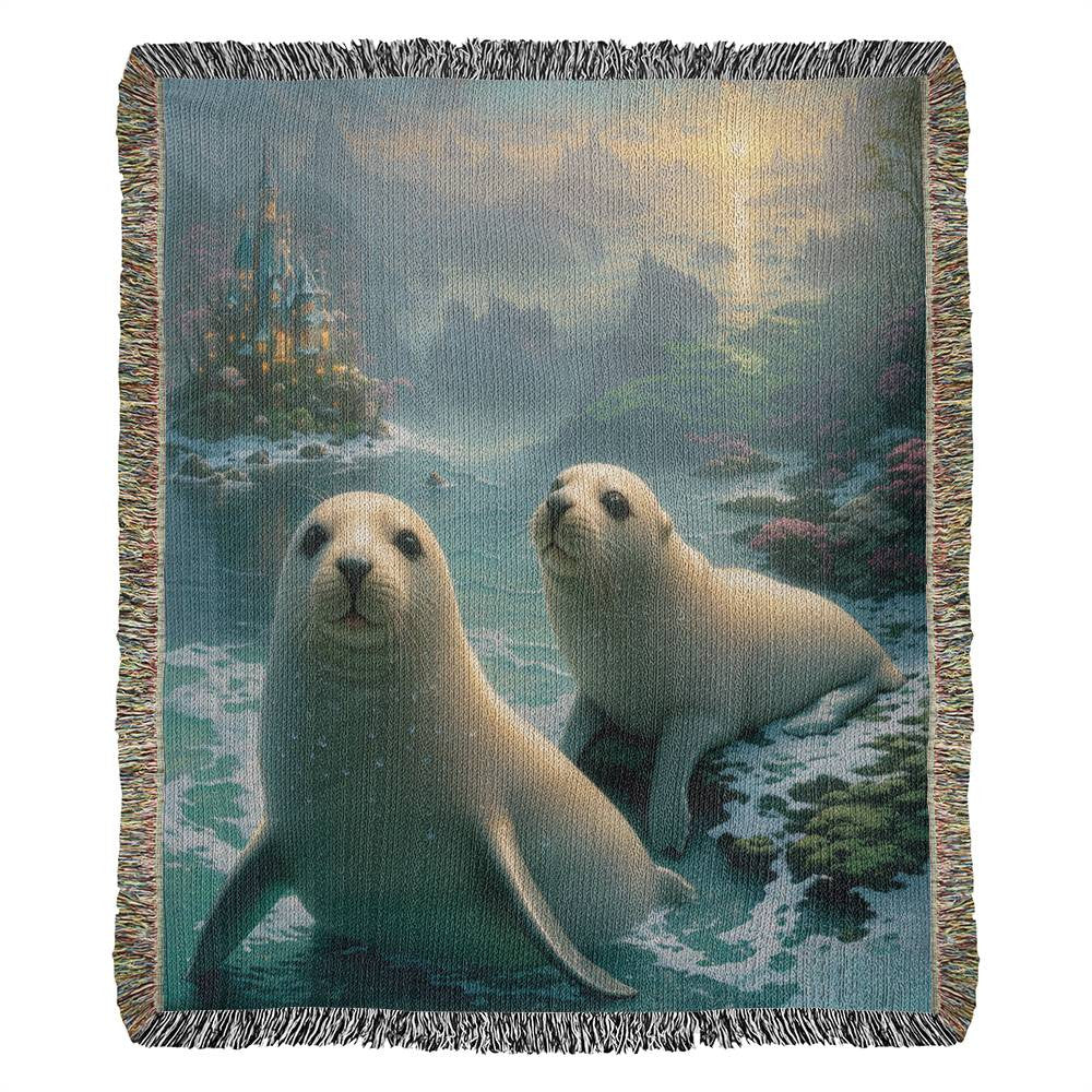 Seals In The Fantasy Sea - Heirloom Woven Blanket