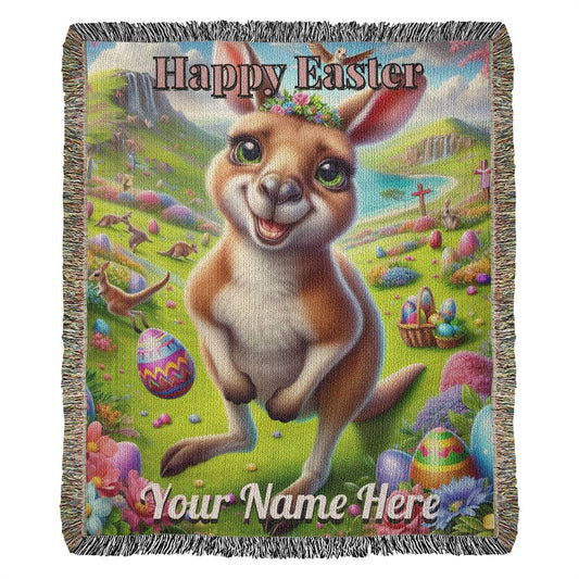 Kangaroo- Easter Gift-Christian Gift-Personalized Heirloom Woven Blanket