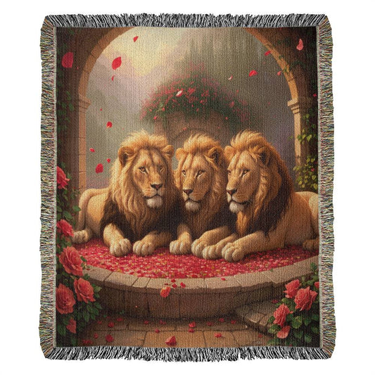 Lions And Rose Petals - Valentine's Day Gift - Heirloom Woven Blanket