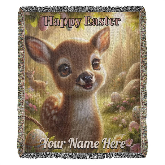 Deer- Easter Gift-Christian Gift-Personalized Heirloom Woven Blanket
