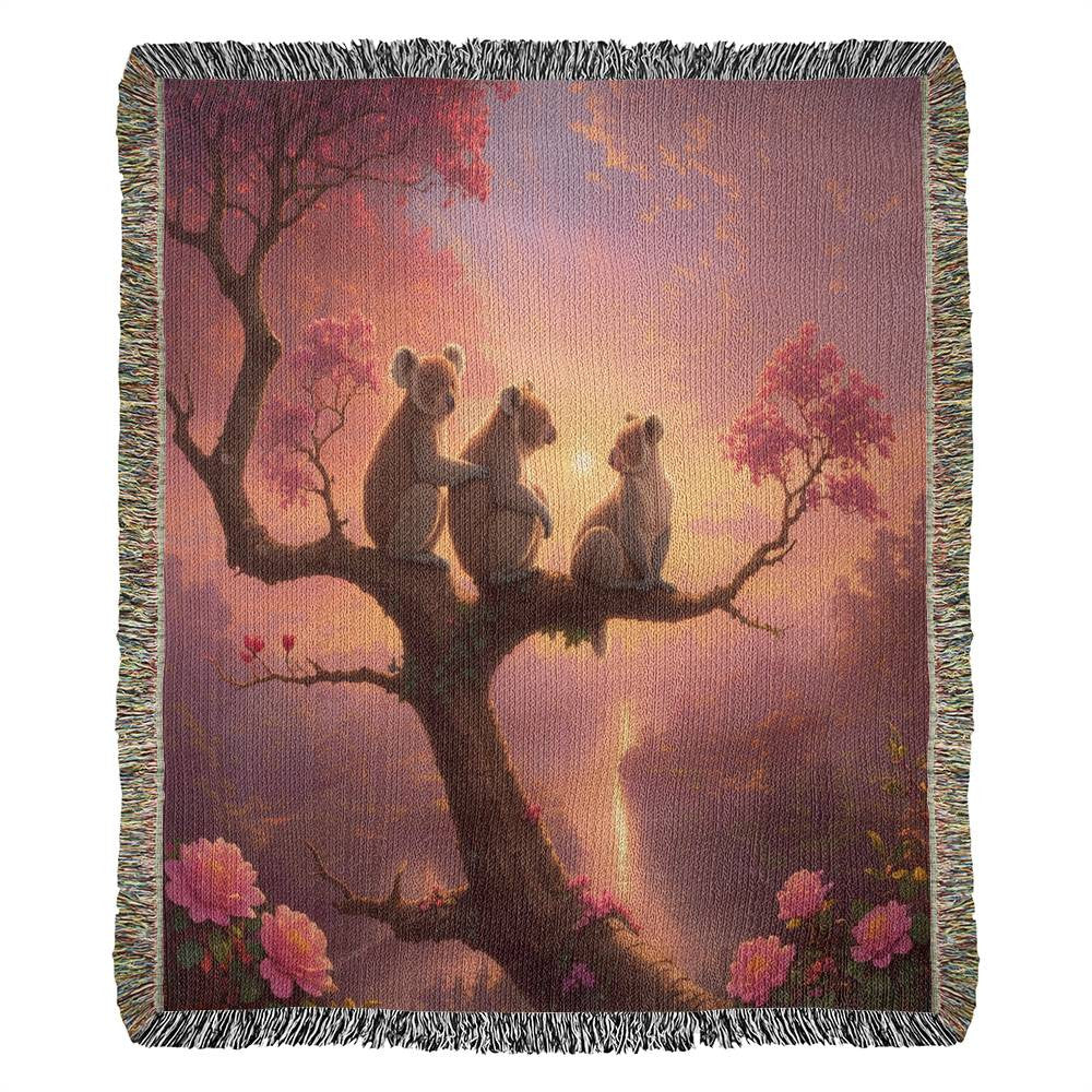 Koalas Sunset Romance - Valentine's Day Gift - Heirloom Woven Blanket