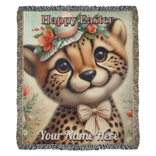 Cheetah- Easter Gift-Christian Gift-Personalized Heirloom Woven Blanket