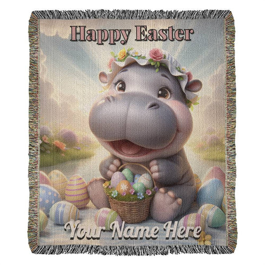 Hippo- Easter Gift-Christian Gift-Personalized Heirloom Woven Blanket