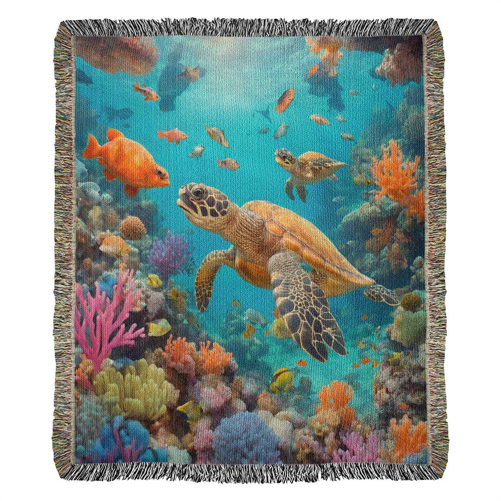 Turtle Reef Kingdom- Heirloom Woven Blanket