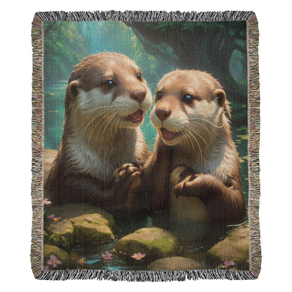 Otters Having A Chat - Heirloom Woven Blanket