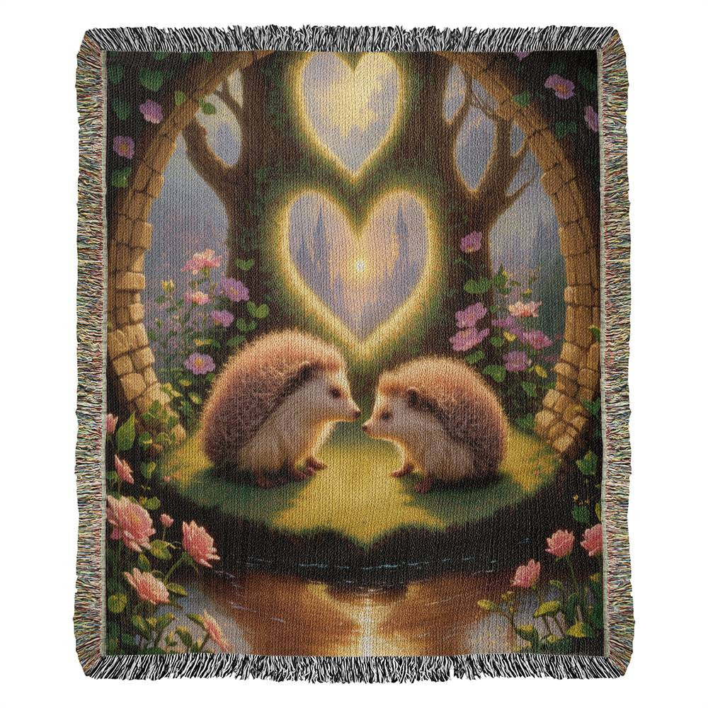Hedgehogs In Love - Valentine's Day Gift - Heirloom Woven Blanket
