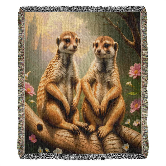 Meerkats With Castle Background- Heirloom Woven Blanket