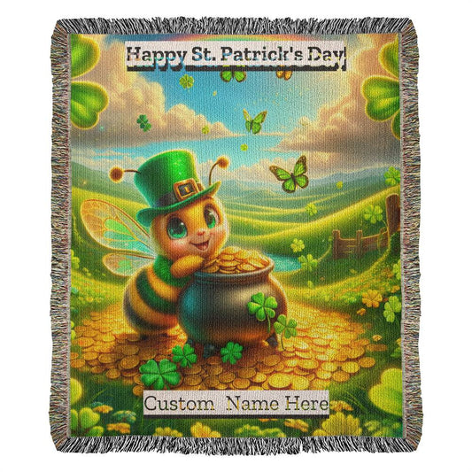 Bee- St. Patrick's Day Gift-Personalized Heirloom Woven Blanket