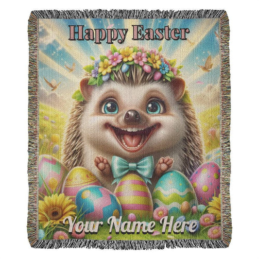 Hedgehog- Easter Gift-Christian Gift-Personalized Heirloom Woven Blanket