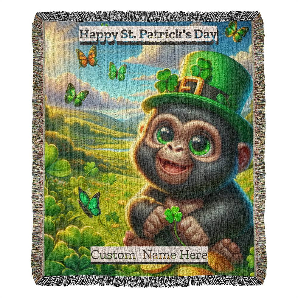 Gorilla- St. Patrick's Day Gift-Personalized Heirloom Woven Blanket