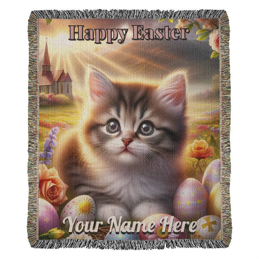 Kitten- Easter Gift-Christian Gift-Personalized Heirloom Woven Blanket