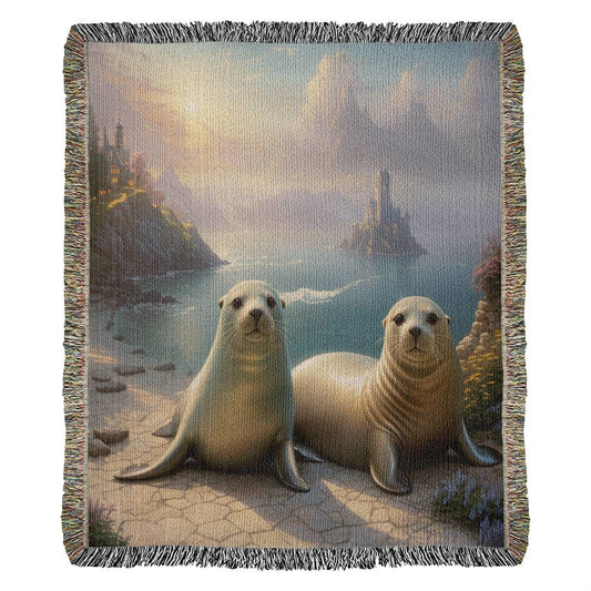 Seals Find The Time For A Photo - Heirloom Woven Blanket