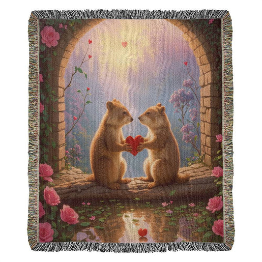 Quokkas Share A Heart - Valentine's Day Gift - Heirloom Woven Blanket