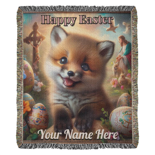 Fox- Easter Gift-Christian Gift-Personalized Heirloom Woven Blanket