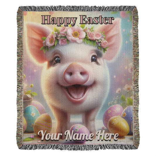 Pig- Easter Gift-Christian Gift-Personalized Heirloom Woven Blanket