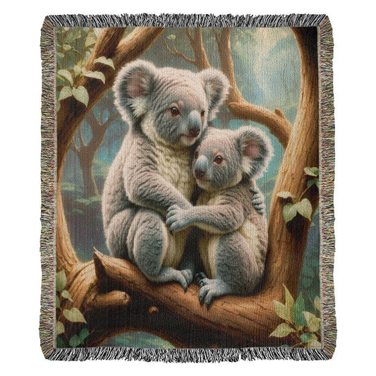 Koalas Snuggle - Heirloom Woven Blanket