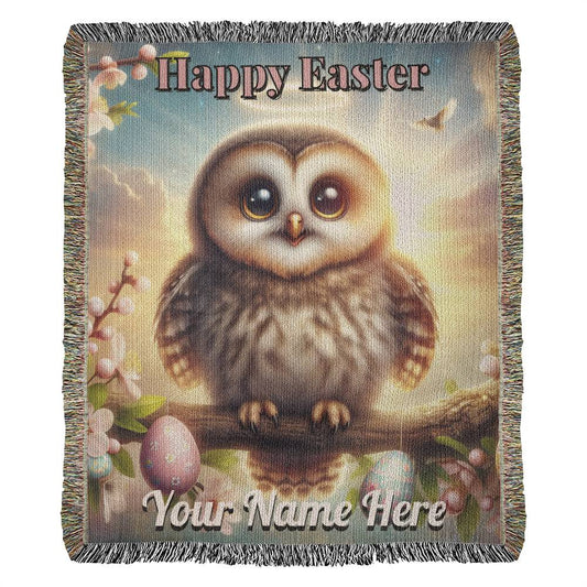 Owl- Easter Gift-Christian Gift-Personalized Heirloom Woven Blanket