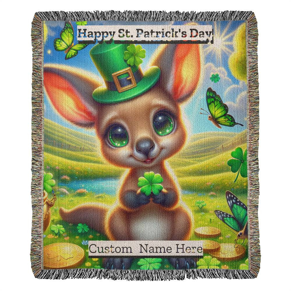 Kangaroo- St. Patrick's Day Gift-Personalized Heirloom Woven Blanket