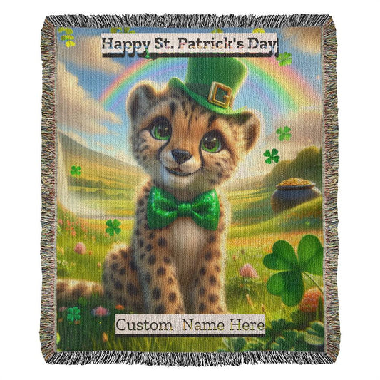Cheetah- St. Patrick's Day Gift-Personalized Heirloom Woven Blanket