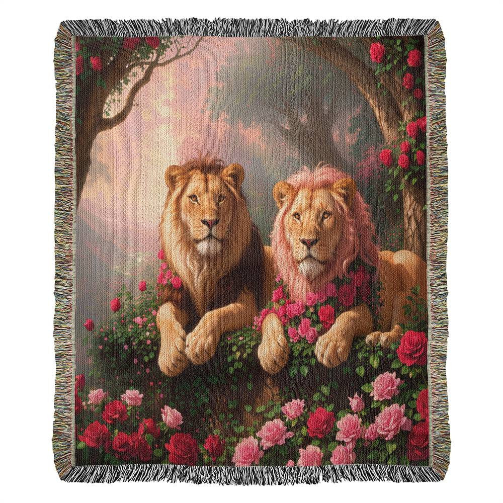 Lions Garden Of Roses - Valentine's Day Gift - Heirloom Woven Blanket