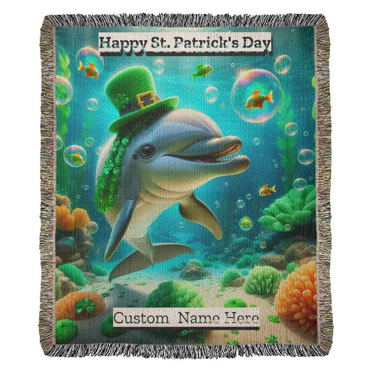Dolphin- St. Patrick's Day Gift-Personalized Heirloom Woven Blanket