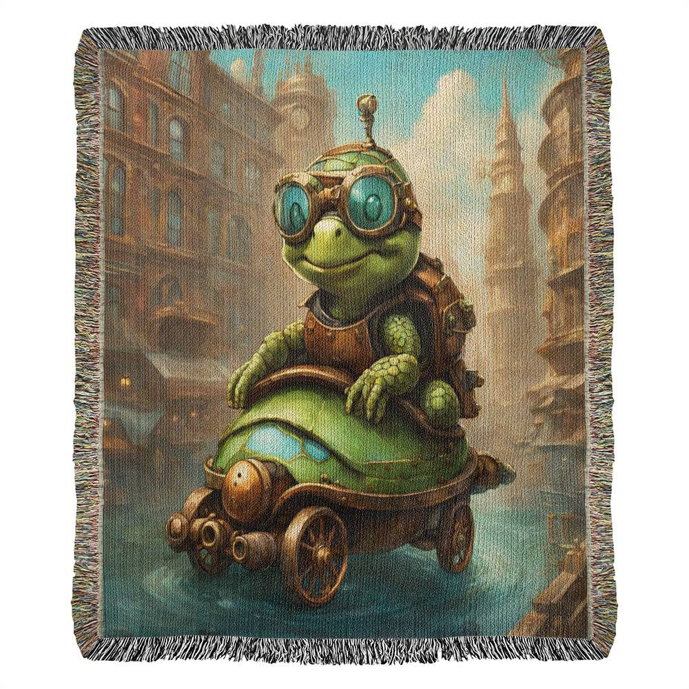 Steampunk Turtle City Heirloom Woven Blanket