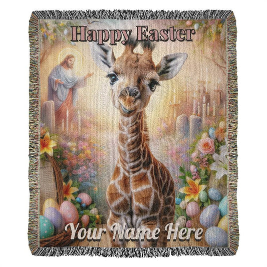 Giraffe- Easter Gift-Christian Gift-Personalized Heirloom Woven Blanket