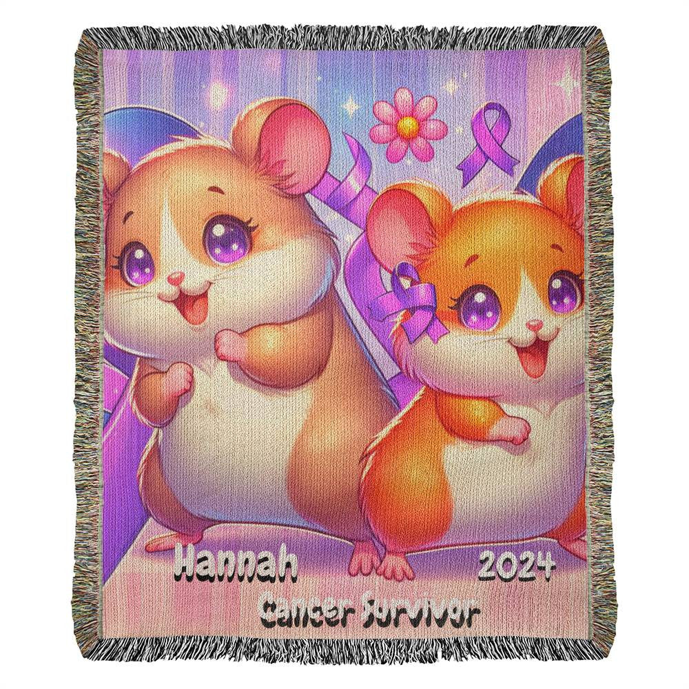 Hamsters-Cancer Survivor- Purple Ribbon-Personalized Heirloom Woven Blanket