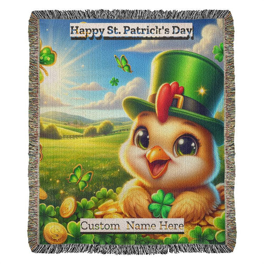Rooster- St. Patrick's Day Gift-Personalized Heirloom Woven Blanket
