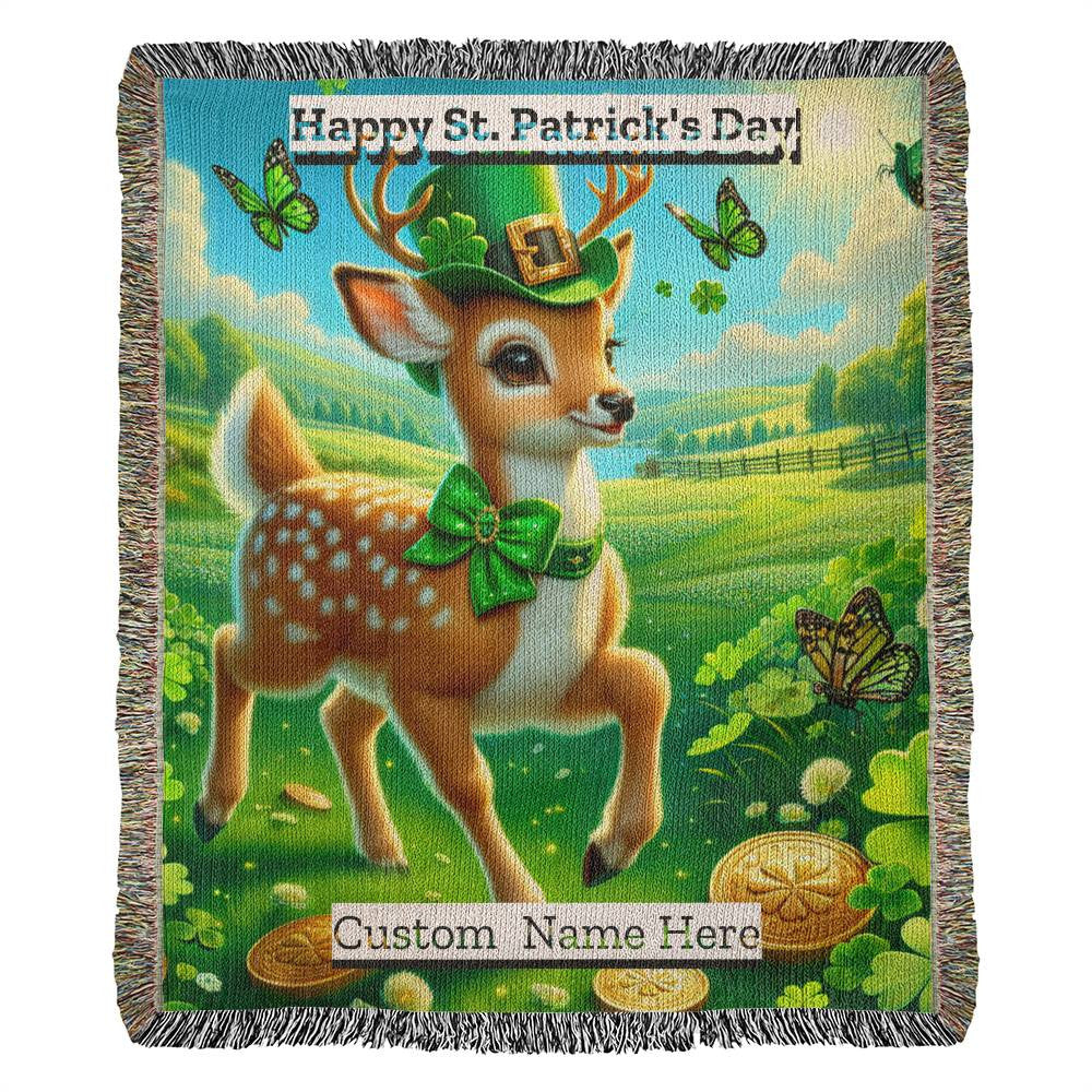Deer- St. Patrick's Day Gift-Personalized Heirloom Woven Blanket